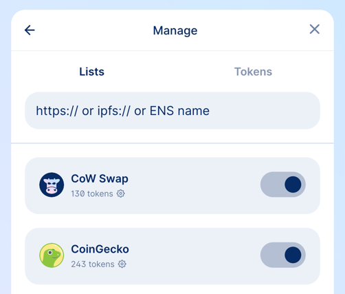 Tokens management